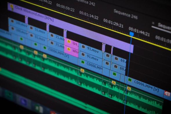 Close-up of video editing software on a computer screen