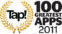 Tap! 100 Greatest Apps 2011 Logo