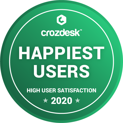 Crozdesk的2020年最幸福用戶徽章